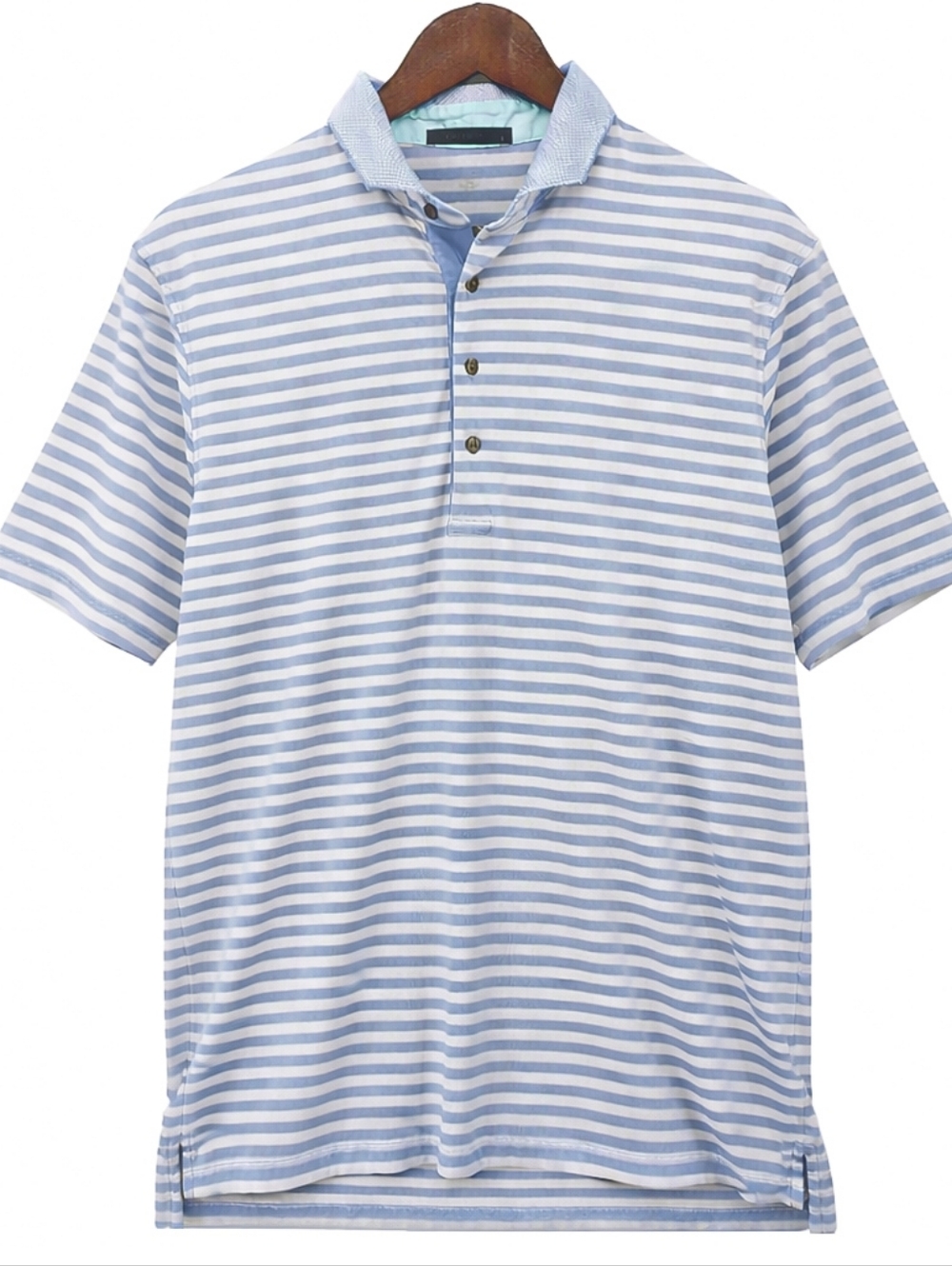 Greyson Polo Shirt Mens Large Blue White Striped Performance Golf
